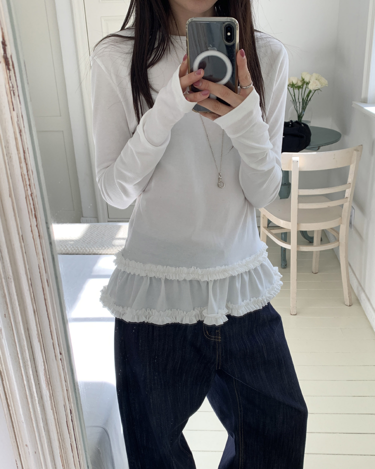 蛋糕邊下擺造型上衣