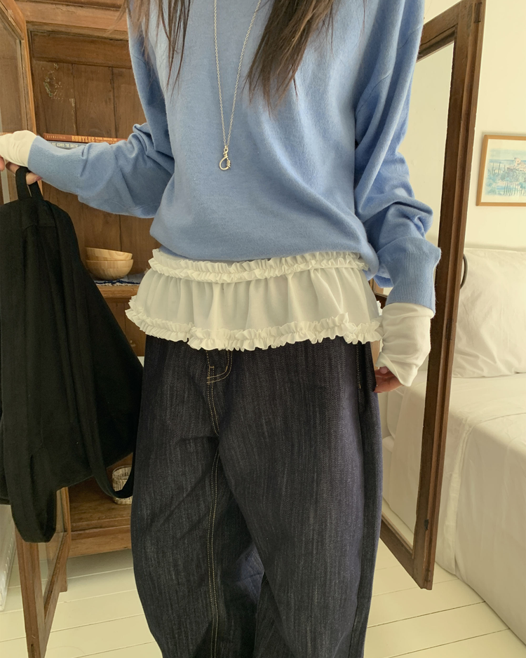 蛋糕邊下擺造型上衣