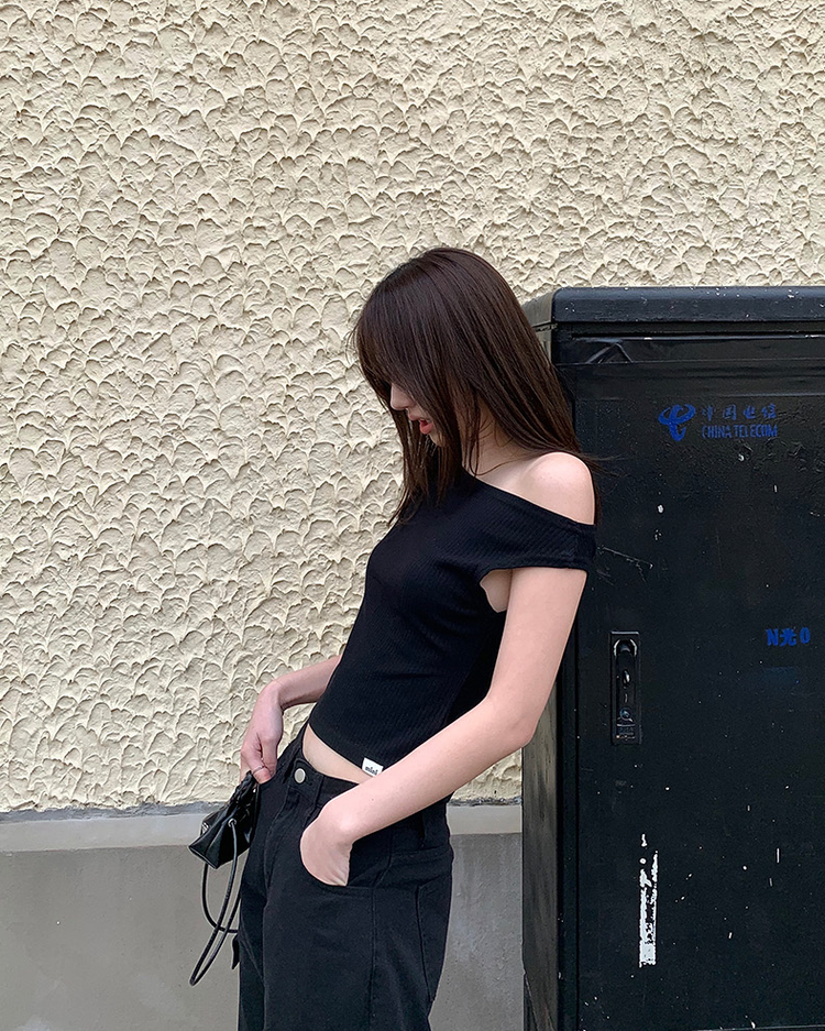 美肩坑紋修身上衣