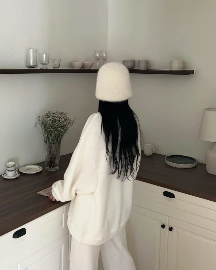 (現)輕軟毛茸茸質感休閒套裝