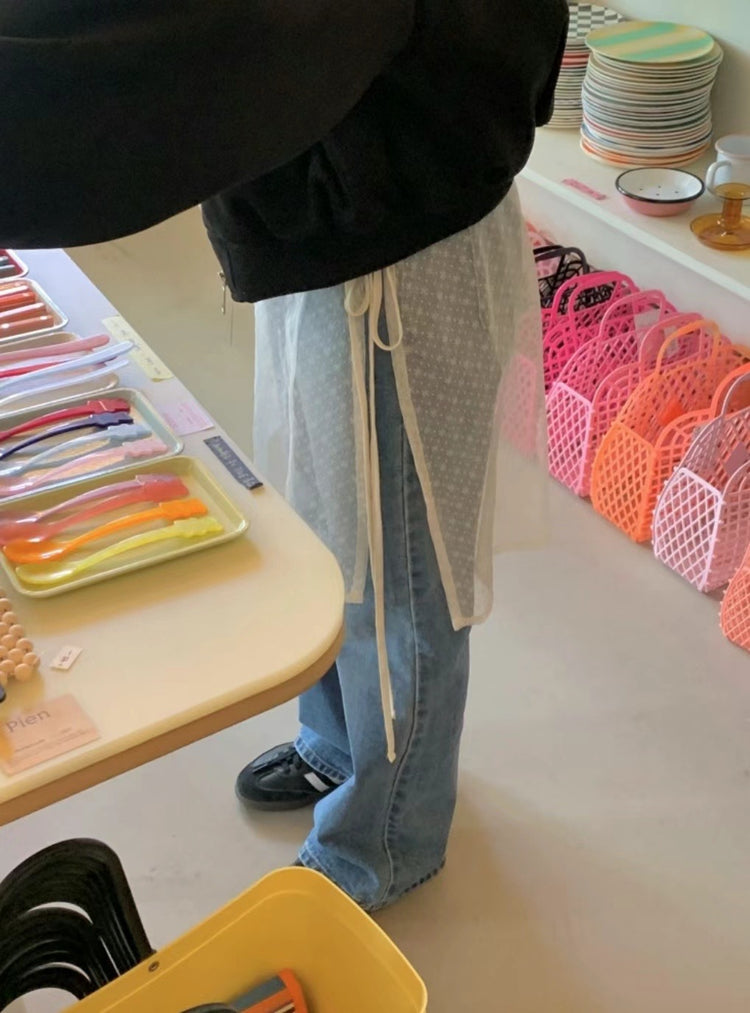 (fitting)高質透膚心心細節綁帶罩裙
