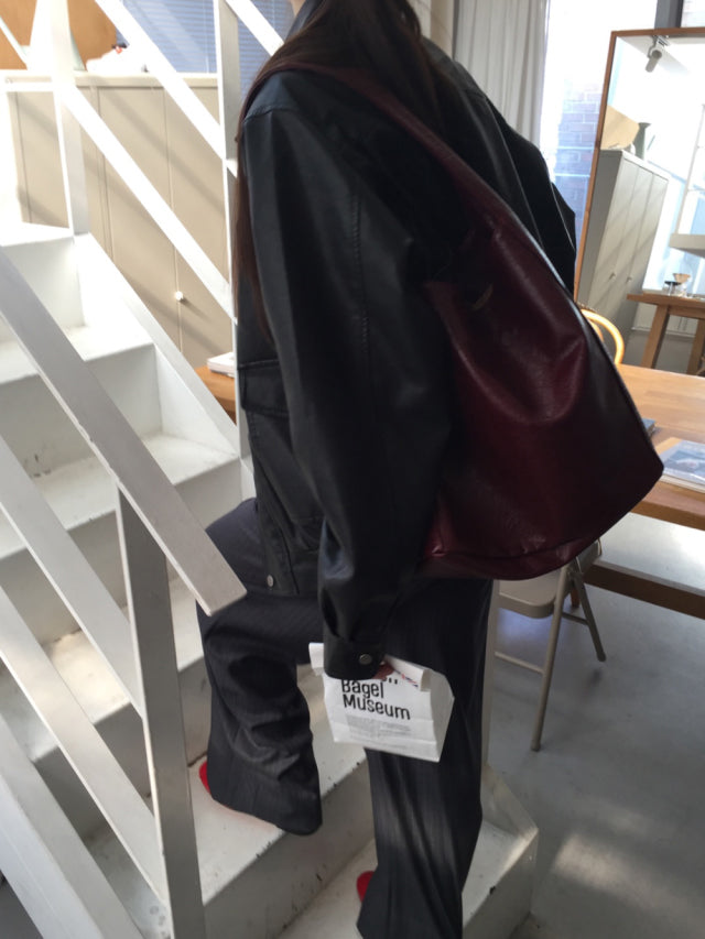 高質條紋壓褶垂感直褲