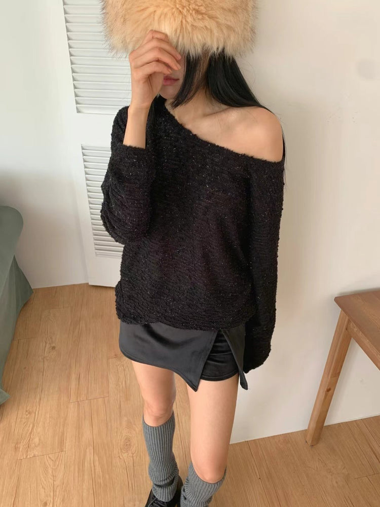 美肩透膚顆粒感細節上衣