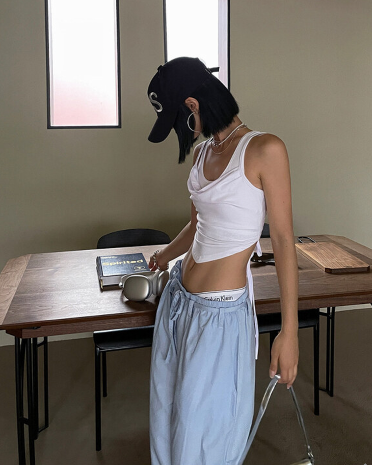 (現)美背垂領綁帶背心