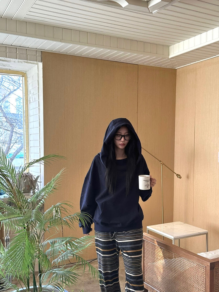 復古撞色條紋休閒直褲