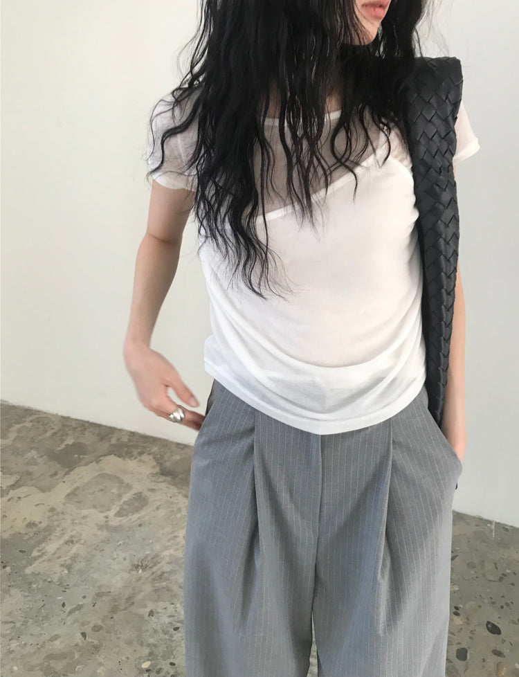 高質天絲扣細節雙層上衣
