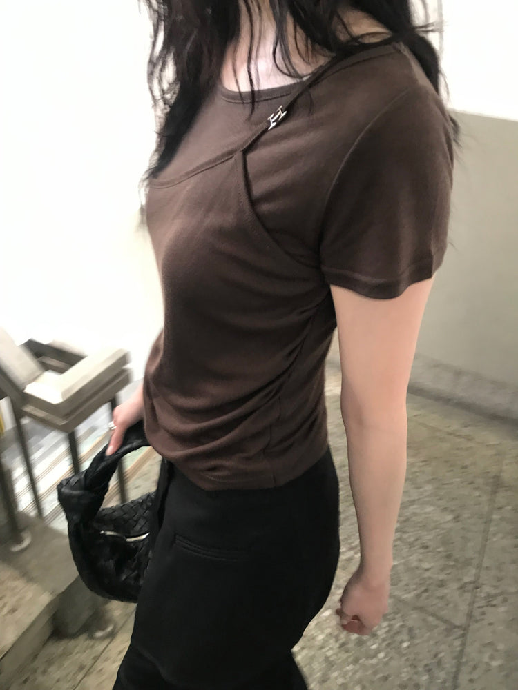 高質天絲扣細節雙層上衣