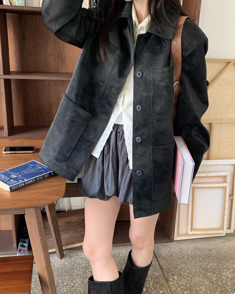 透膚蕾絲翻領修腰上衣