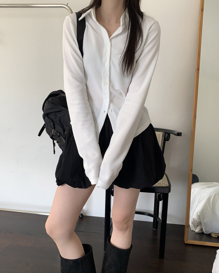 輕薄尼龍質感泡泡裙褲