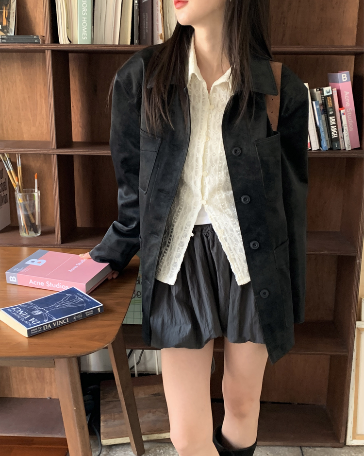 輕薄尼龍質感泡泡裙褲