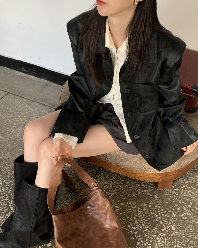 輕薄尼龍質感泡泡裙褲
