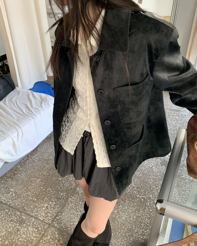 輕薄尼龍質感泡泡裙褲