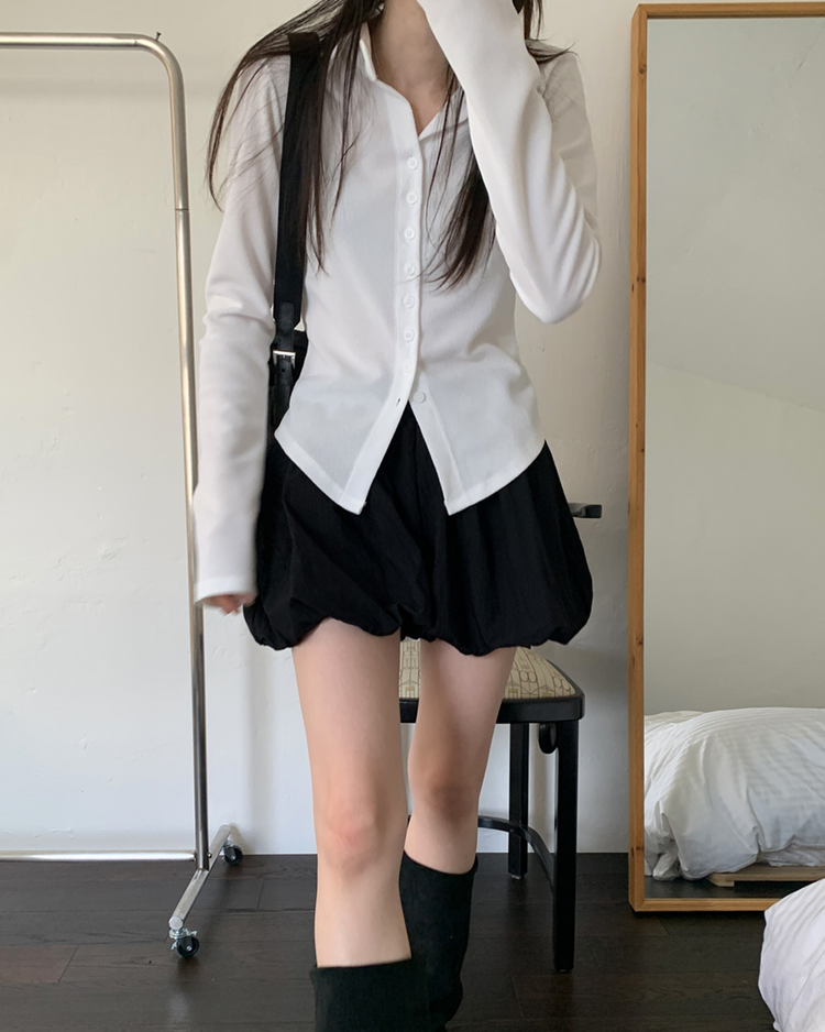 輕薄尼龍質感泡泡裙褲