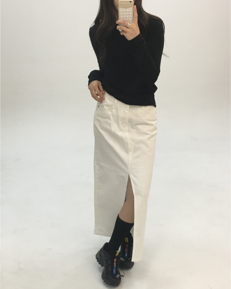 前開叉細節基礎半裙