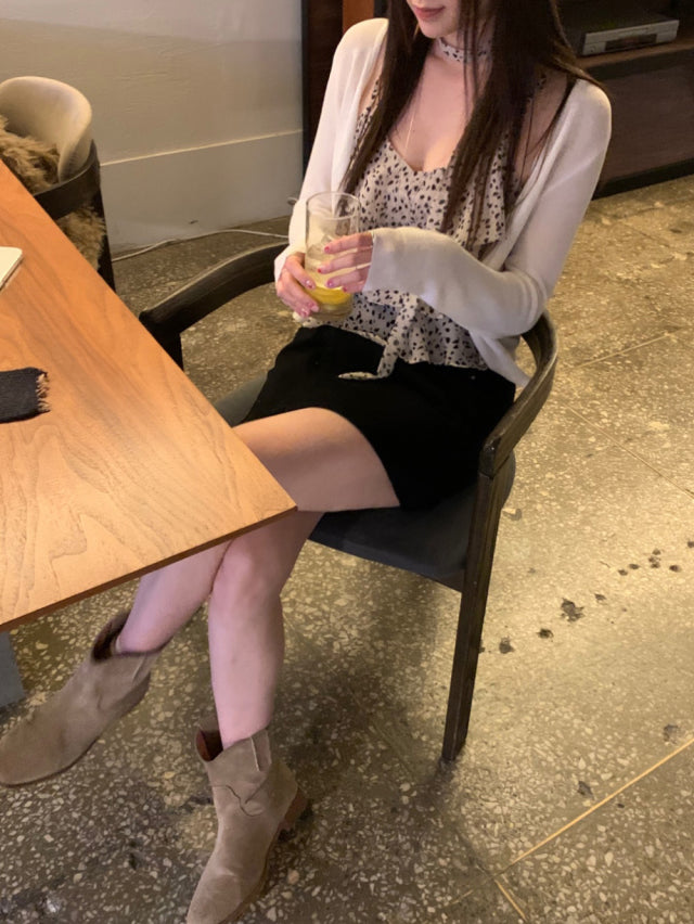 豹紋層次感圍巾上衣套裝