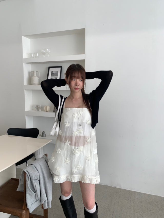 透膚骨感顯瘦排鈕針織外套