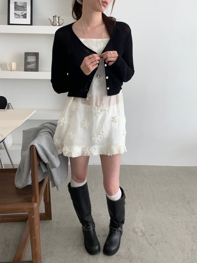 透膚花朵細節造型連身裙
