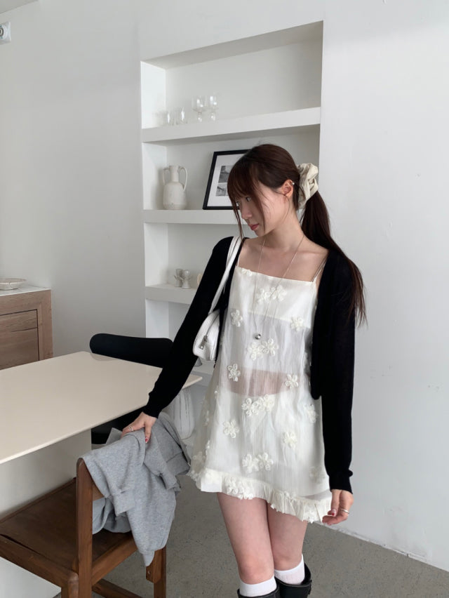 透膚花朵細節造型連身裙