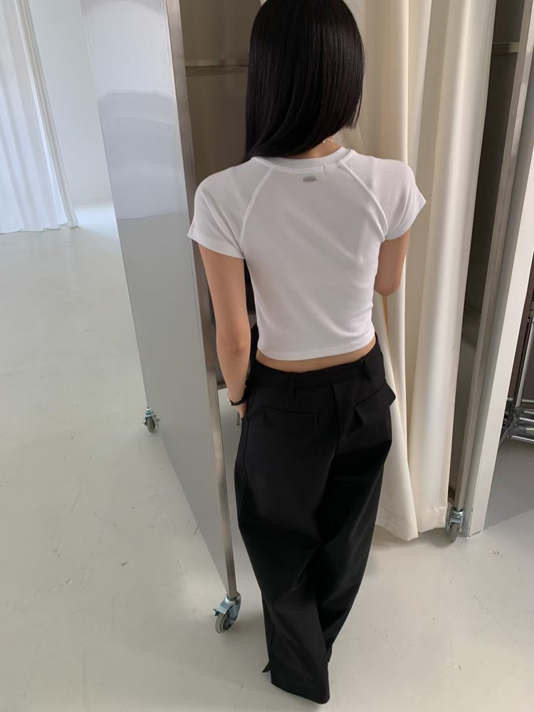 金屬扣細節拉克蘭袖上衣
