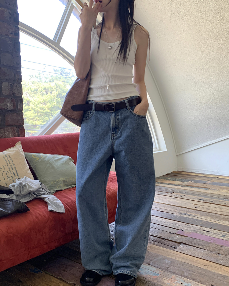 蕾絲邊細節條紋背心
