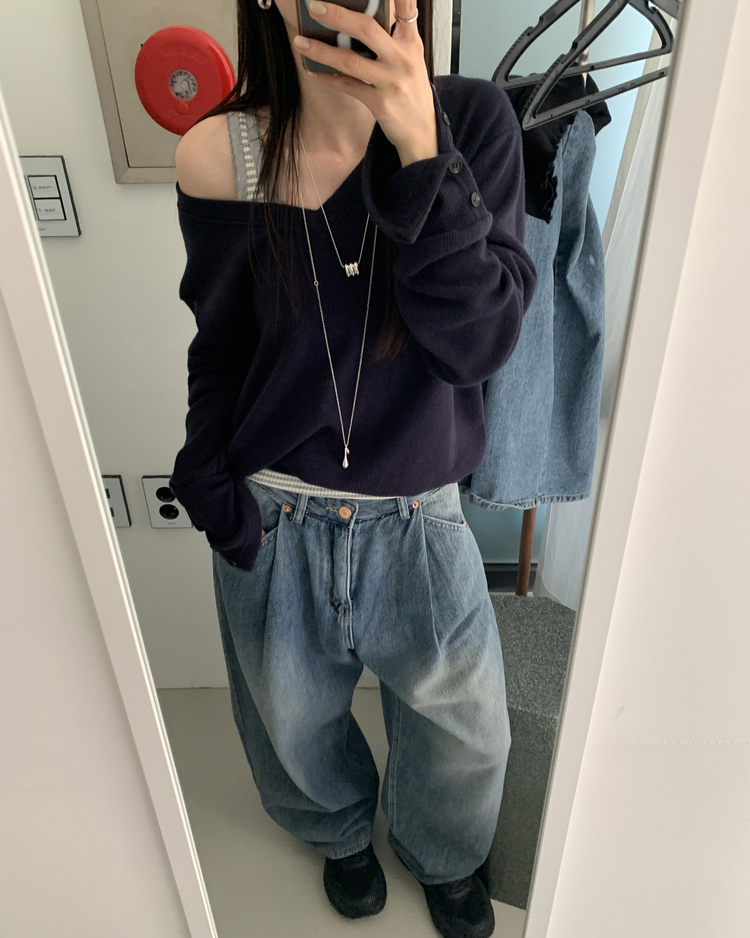 蕾絲邊細節條紋背心