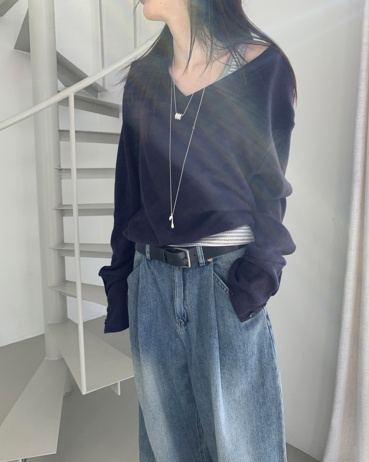 蕾絲邊細節條紋背心