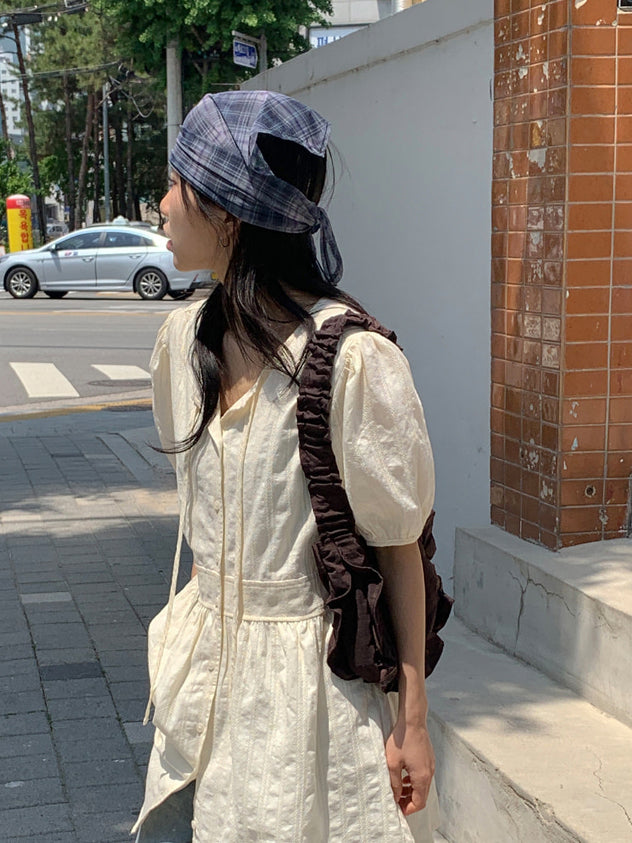 微透格紋三角巾