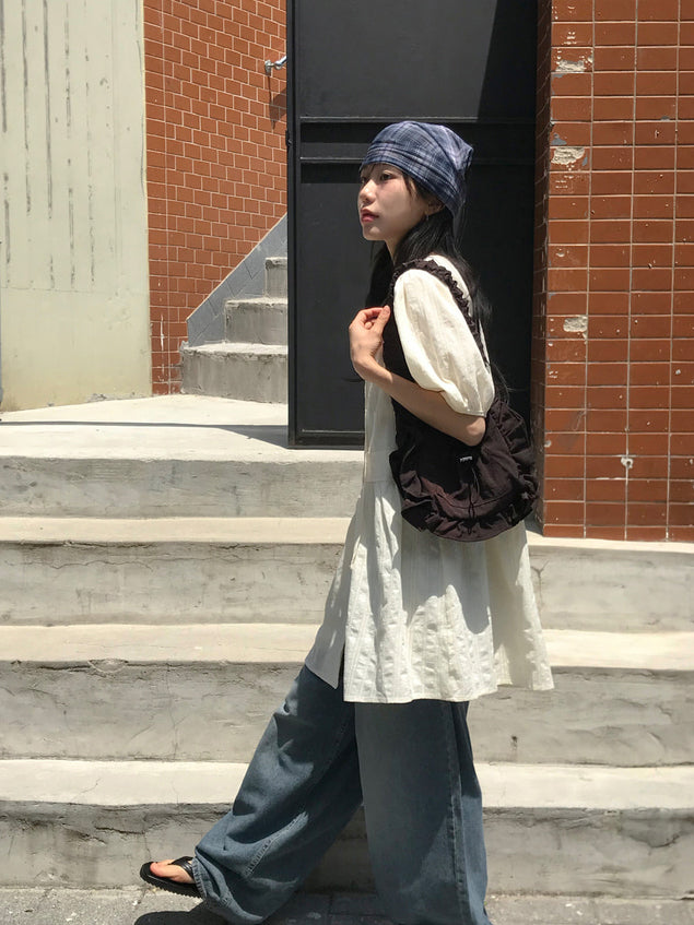 微透格紋三角巾