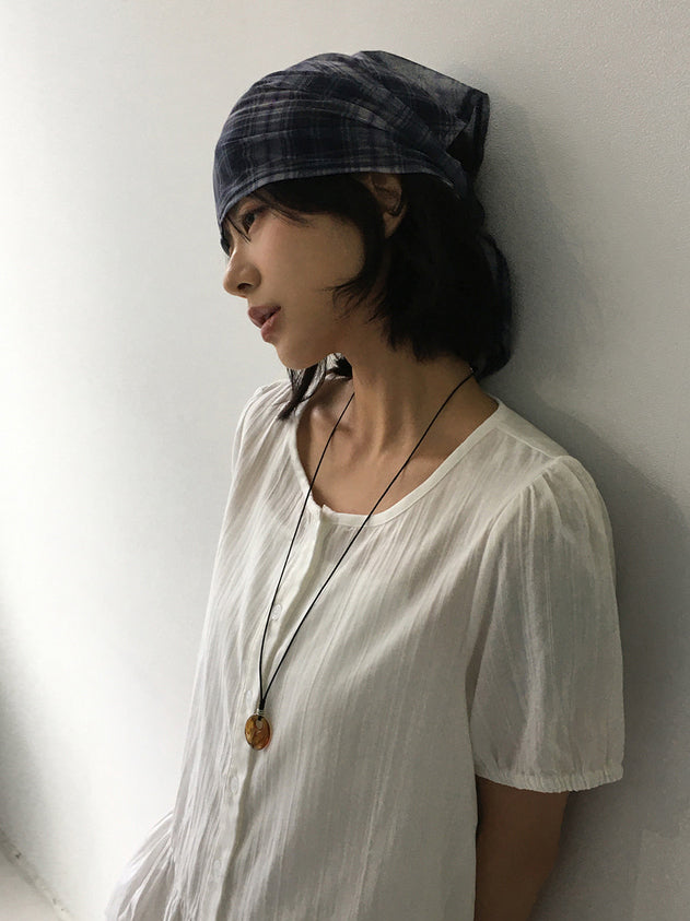 微透格紋三角巾