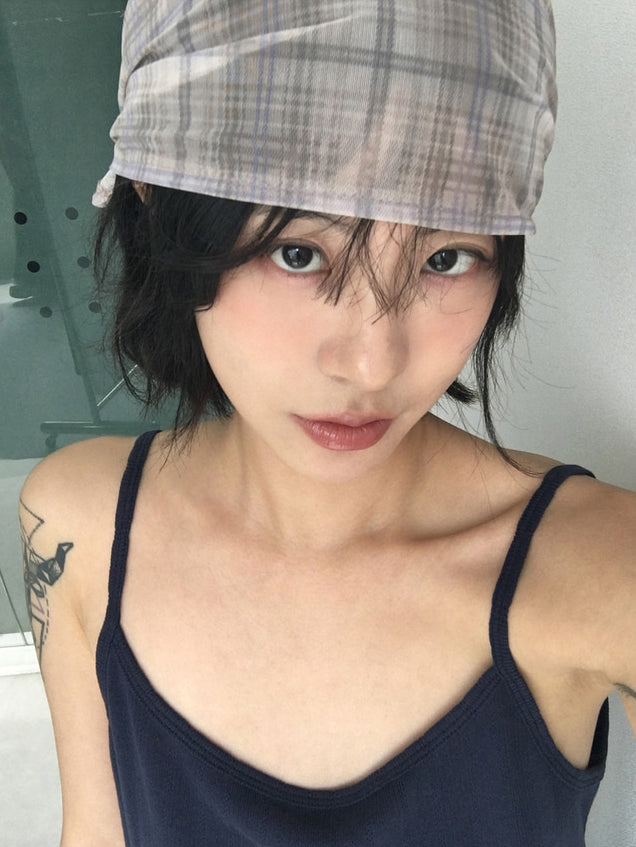 微透格紋三角巾