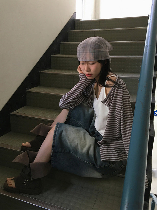 微透格紋三角巾