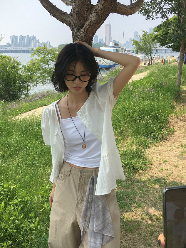 微透格紋三角巾