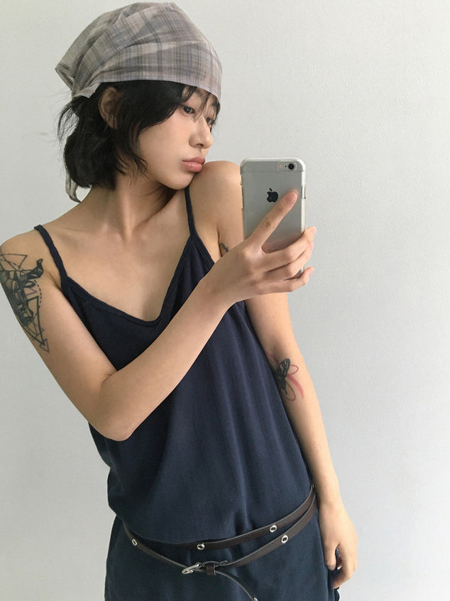 微透格紋三角巾