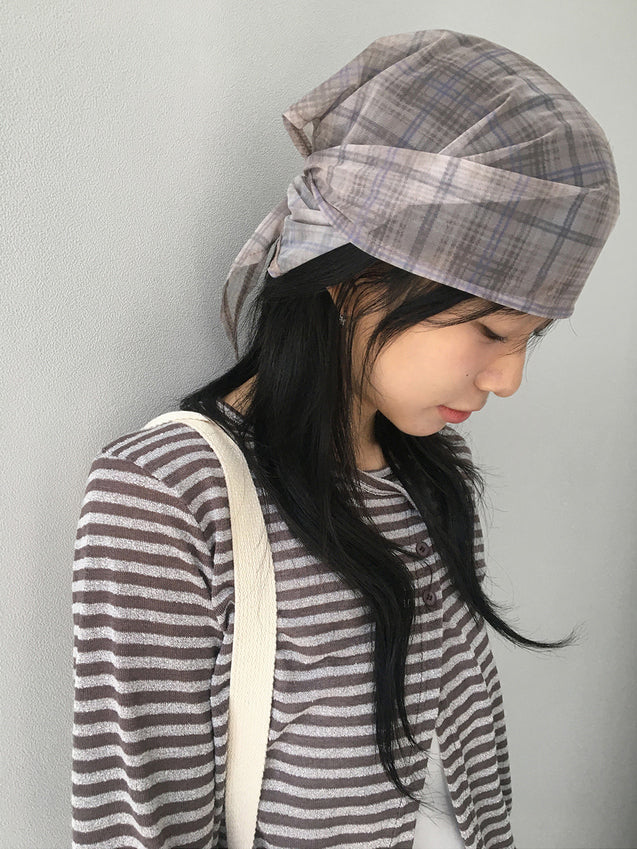 微透格紋三角巾