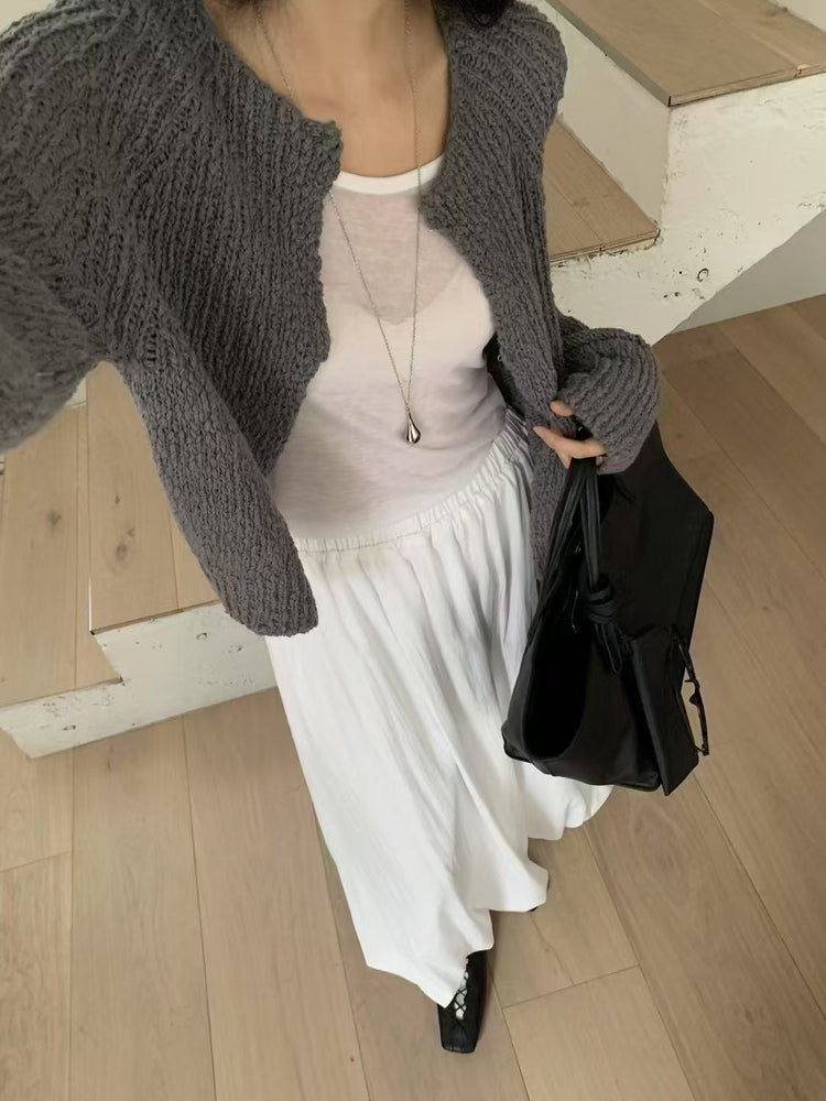 輕薄尼龍鬆緊腰泡泡裙