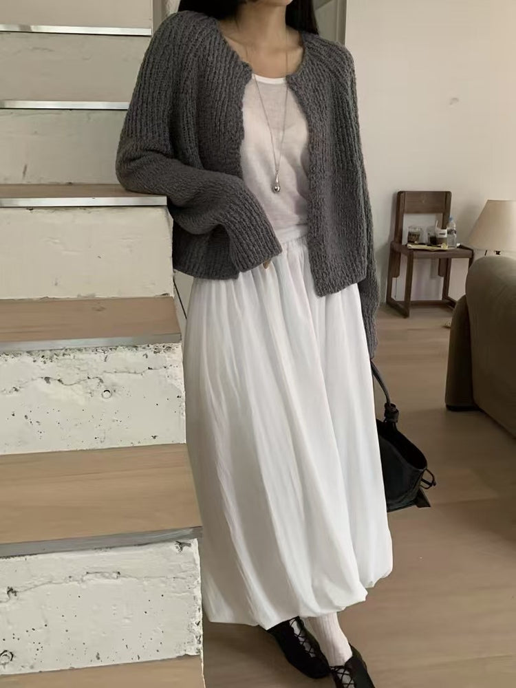 輕薄尼龍鬆緊腰泡泡裙
