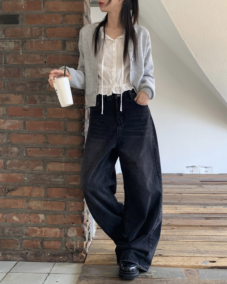 基礎側壓線細節牛仔闊褲