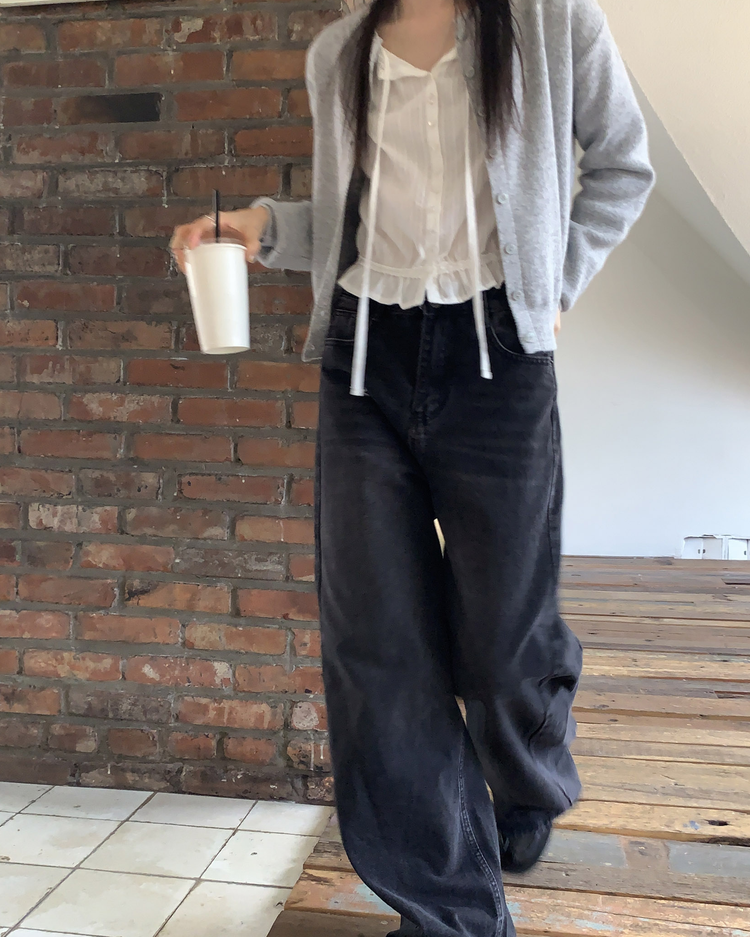 基礎側壓線細節牛仔闊褲