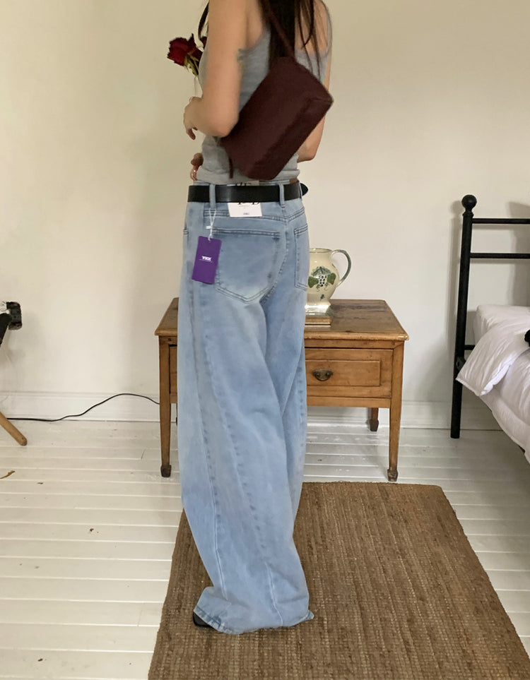 基礎側壓線細節牛仔闊褲