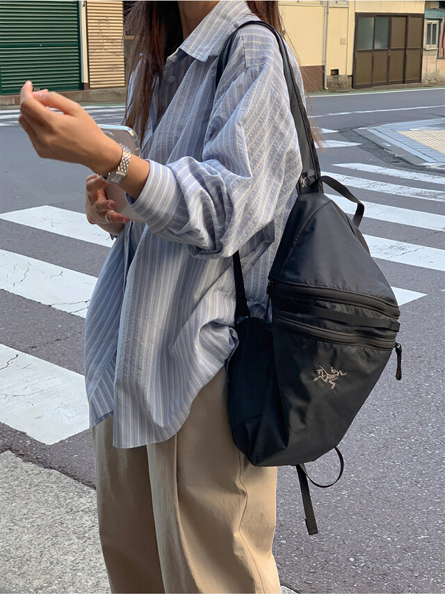 輕薄質感條紋寬鬆襯衫