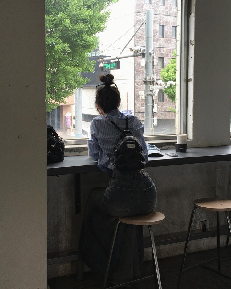 (現)美色條紋修腰襯衫