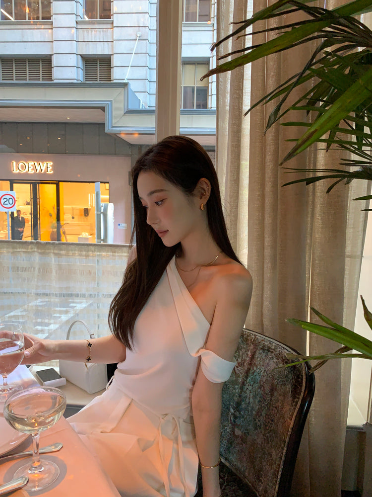 高質美肩側開叉針織上衣