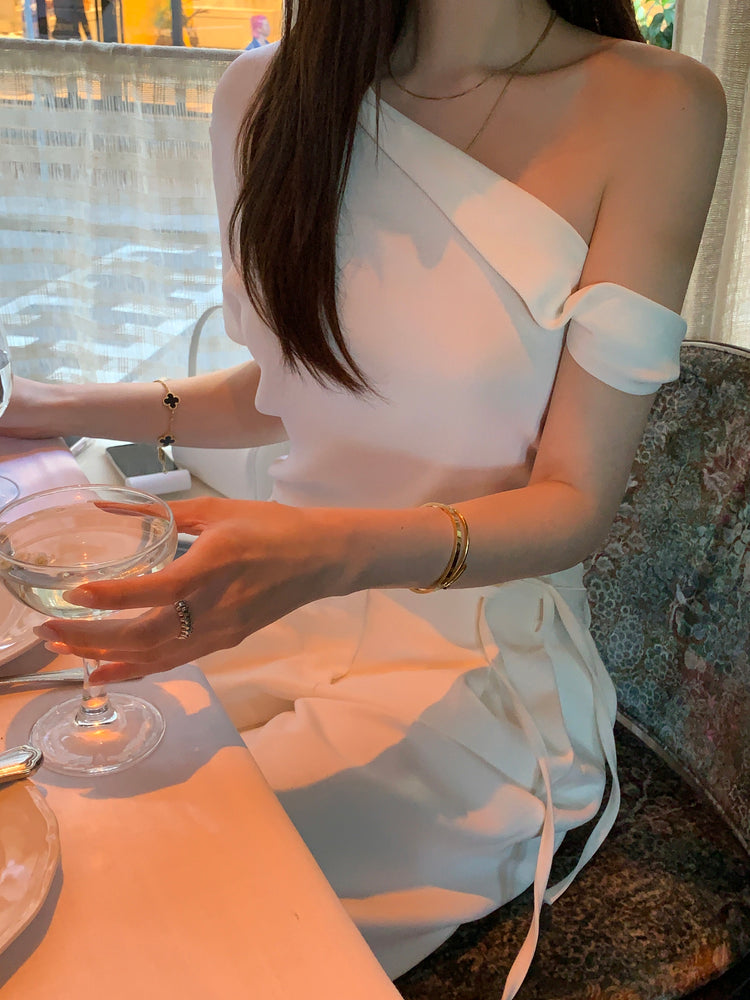高質美肩側開叉針織上衣