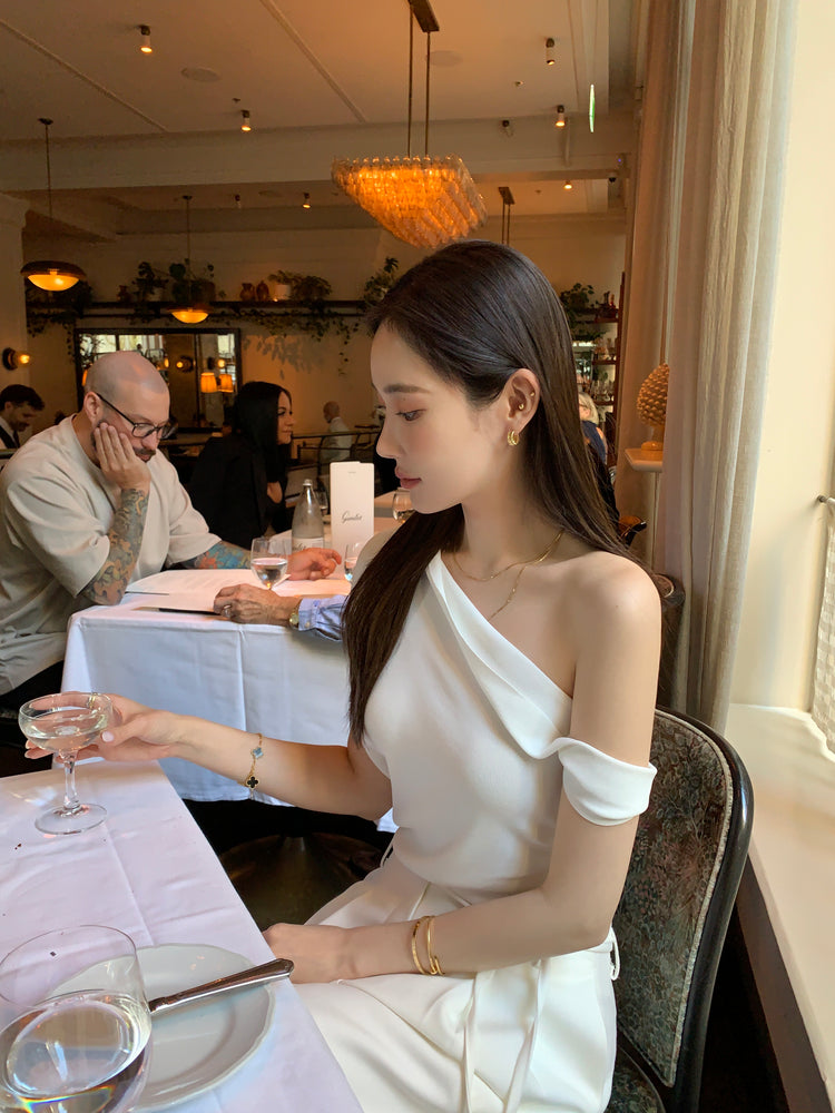 高質美肩側開叉針織上衣