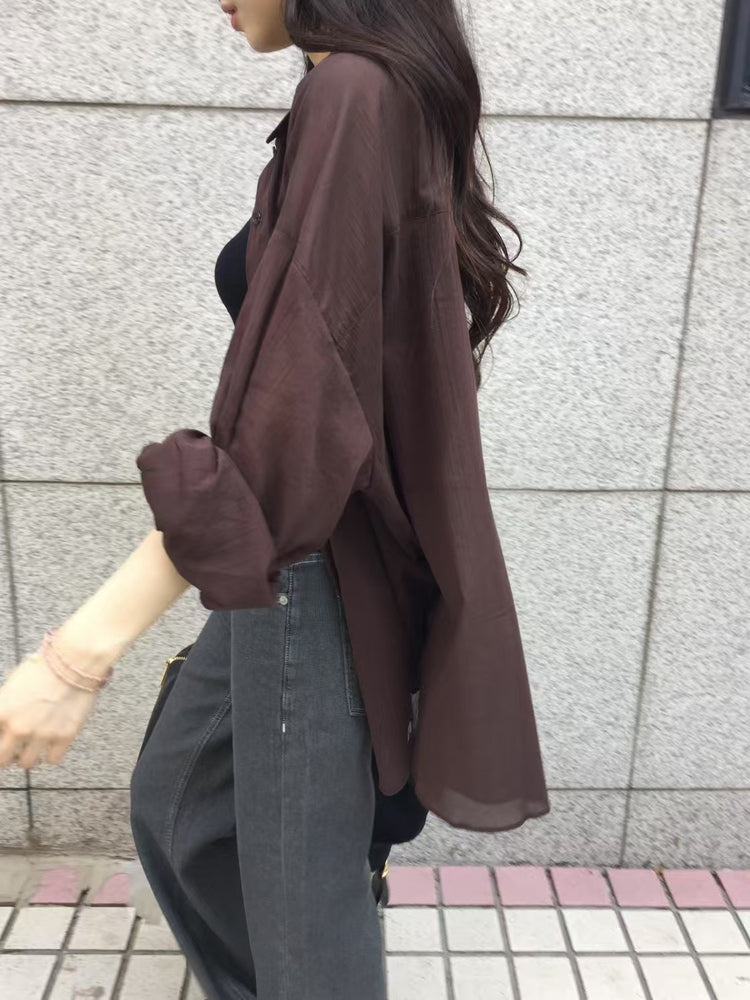高質微透紋理寬鬆襯衫
