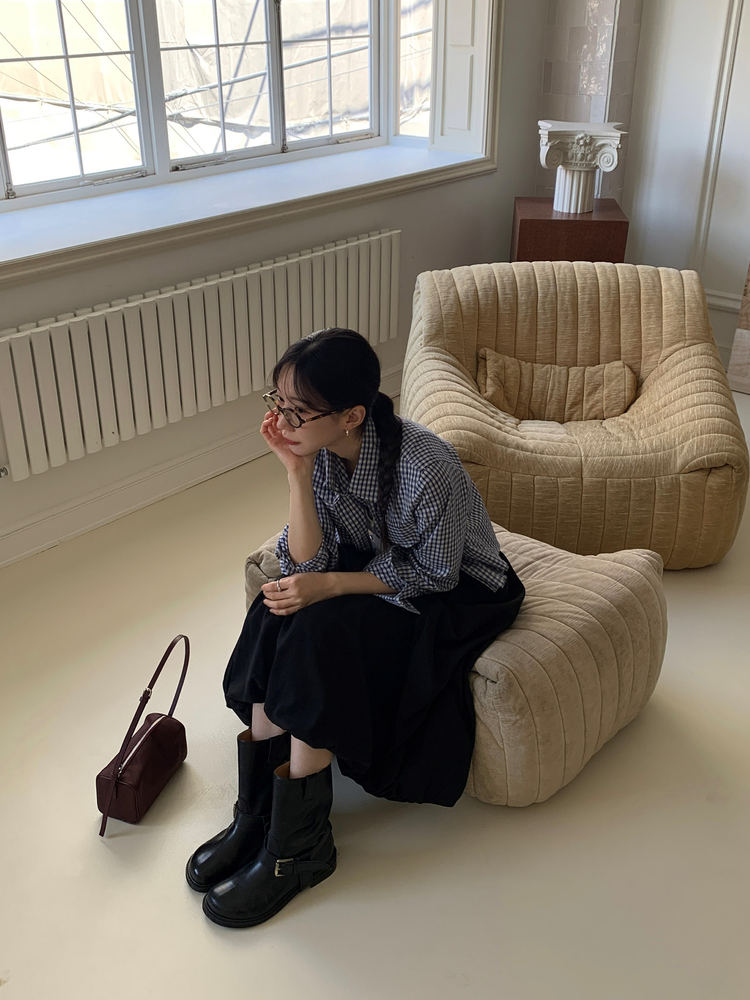 輕薄尼龍鬆緊腰泡泡裙