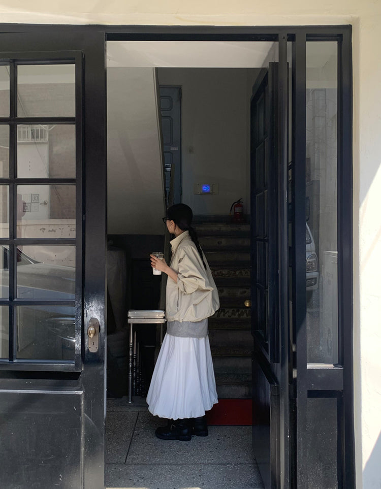 輕薄尼龍鬆緊腰泡泡裙
