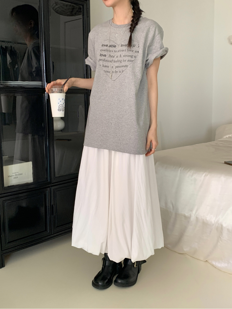 輕薄尼龍鬆緊腰泡泡裙