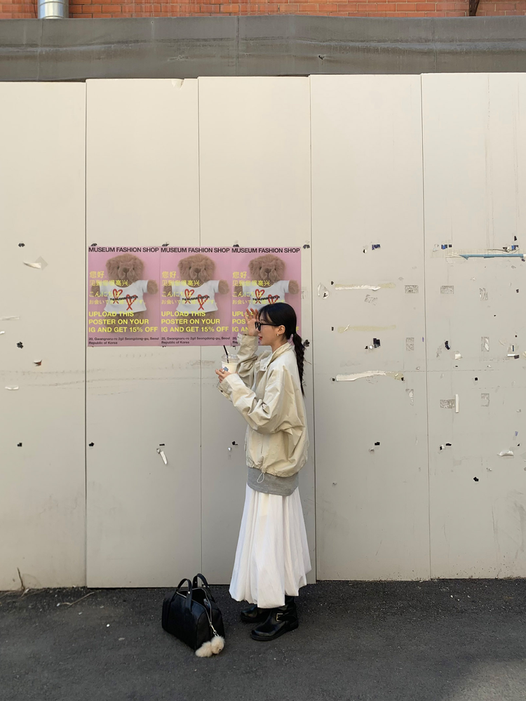 輕薄尼龍鬆緊腰泡泡裙