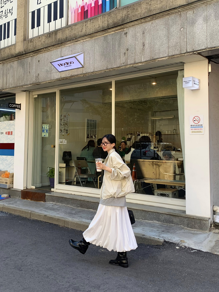 輕薄尼龍鬆緊腰泡泡裙